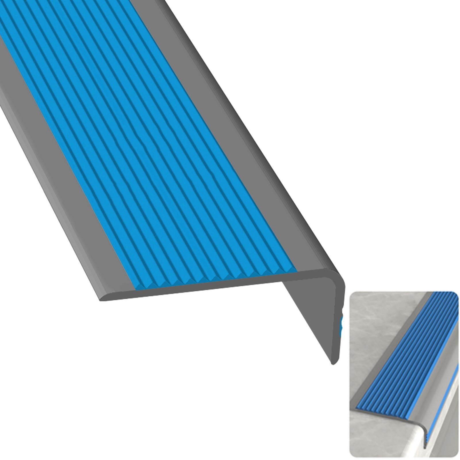 Rubber Angle Step Edge, Safety Corner Edge Guard Strip, Non-Slip Rubber Step Edge Trim, L Shape Stair Edge Protector, L Shape Nose Nosing Trim, for Outdoor and Indoor Steps ( Color : Grayish blue , Si
