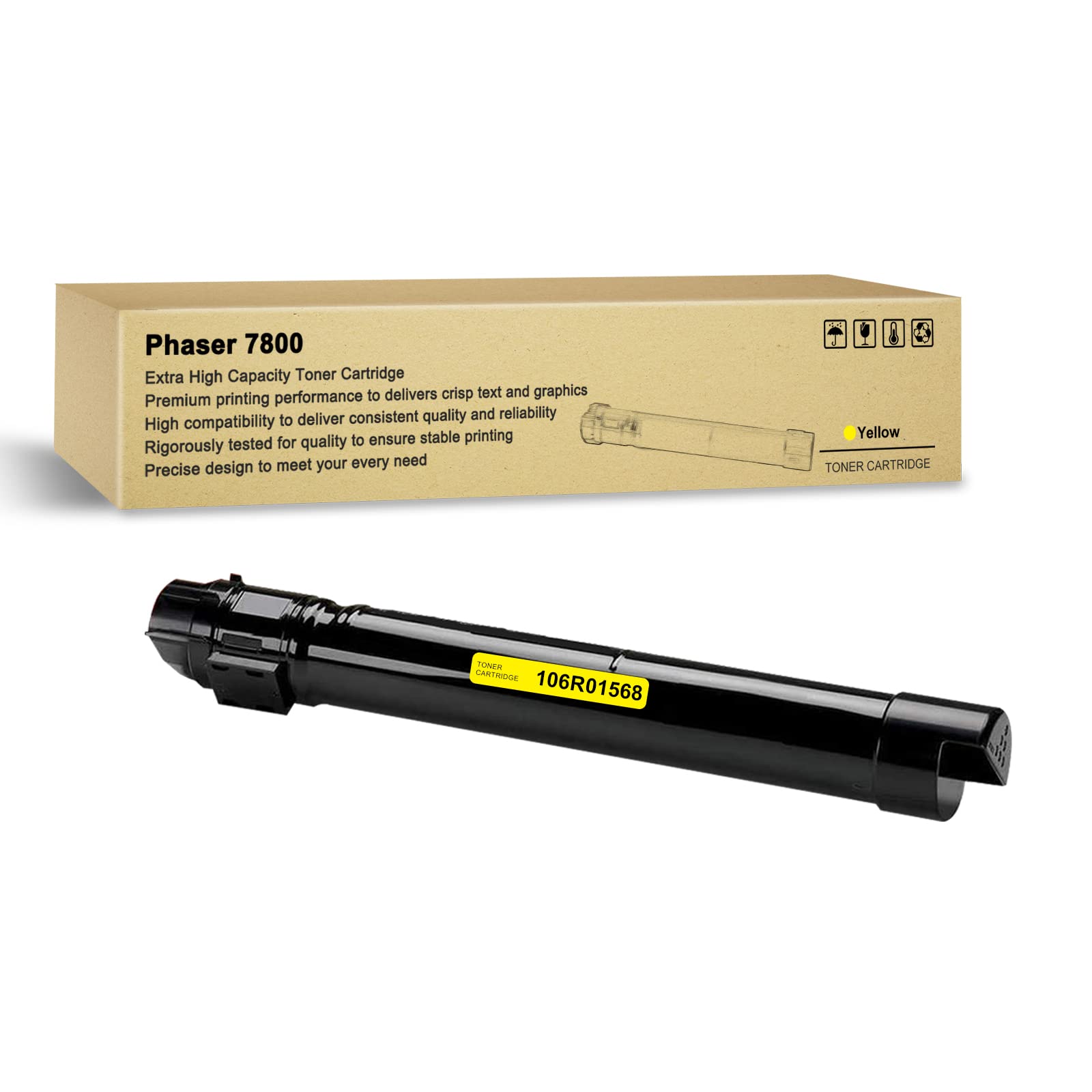 Phaser 7800 Yellow High Yield Toner Cartridge Remanufactured for Xerox 106R01568 Toner Cartridge for Xerox Phaser 7800 7800DN 7800DX 7800GX (17,200
