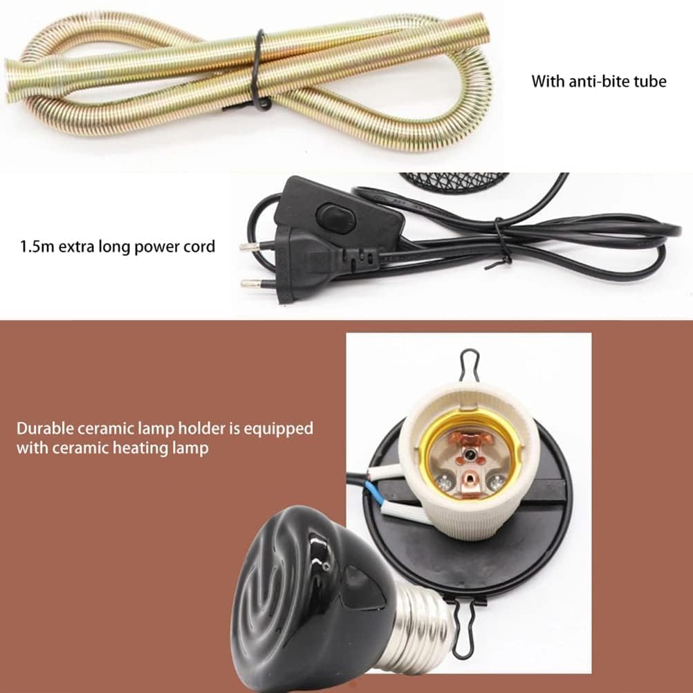Yosoo Lampada di Riscaldamento, Paralume in Ceramica a Infrarossi da 50 W Lampada a Luce di Calore Lampada di Calore in Ceramica per Allevamento per Tartarughe Pappagalli (1)