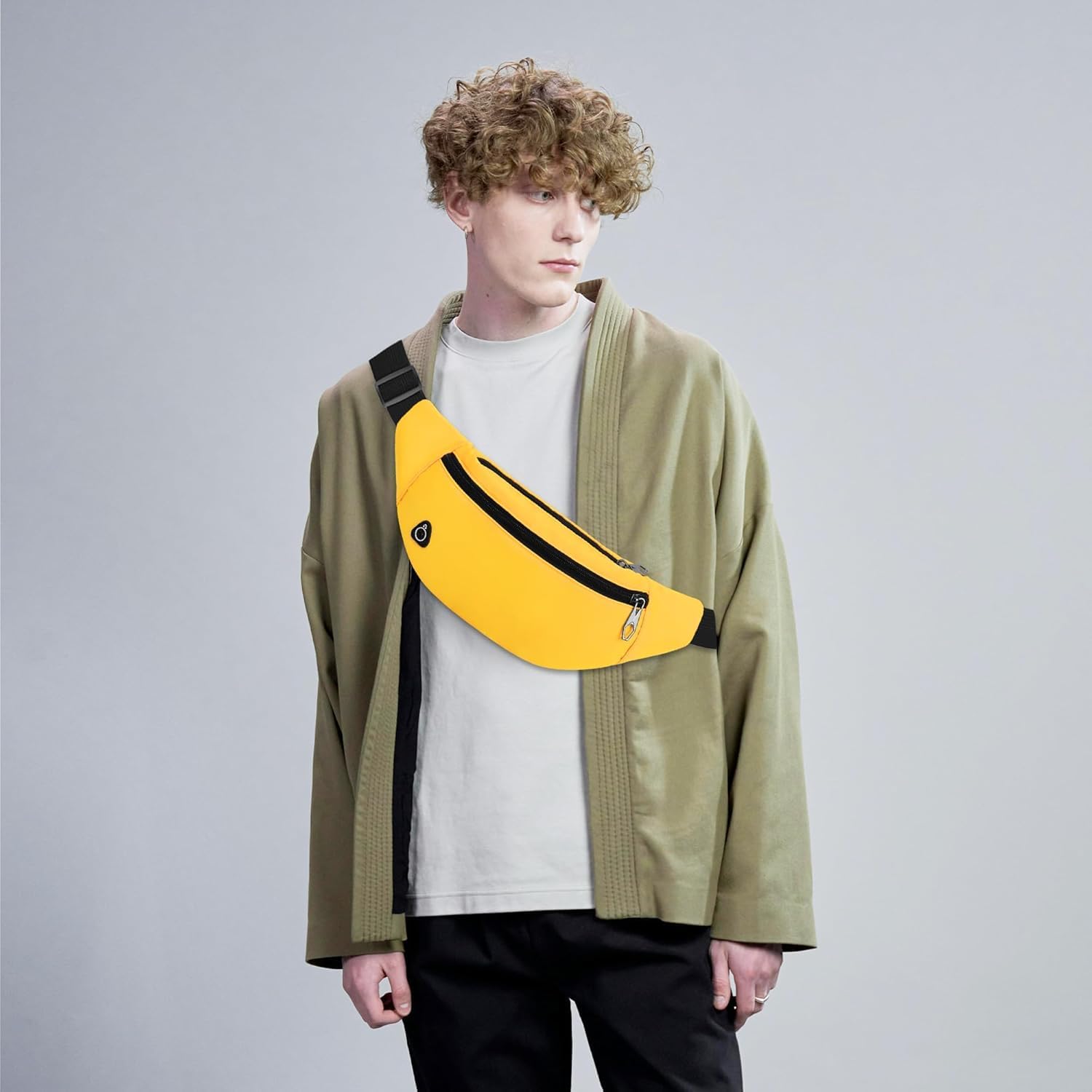 Fanny Pack with 3-Zipper Pockets-Crossbody Bags for Women and Man-Crossbody Bag with Adjustable Strap for Travel Running Hiking Walking Workout,G