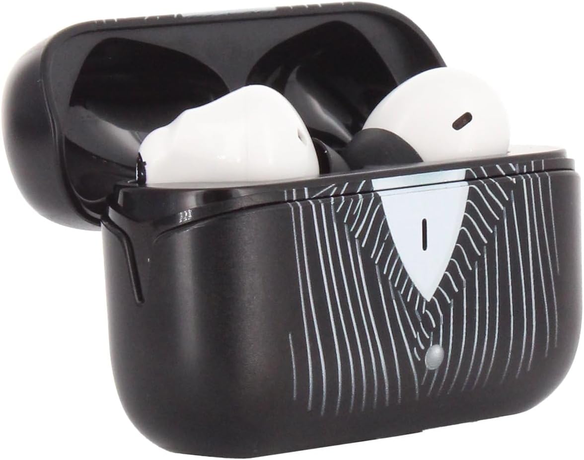 Buds Pro The Nightmare Before Christmas Jack Skellington Wireless Bluetooth EarBuds & Phone Holder - In Ear Headphones with Microphone, 28+ Hours Playtime, IPX4 Rated Active Noise Cancelling Earbuds