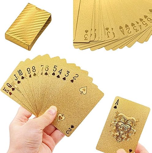 Enjoyer Cartas plásticas impermeables del póker del póker de oro de las cartas del póker de la hoja del oro de los naipes de la cubierta