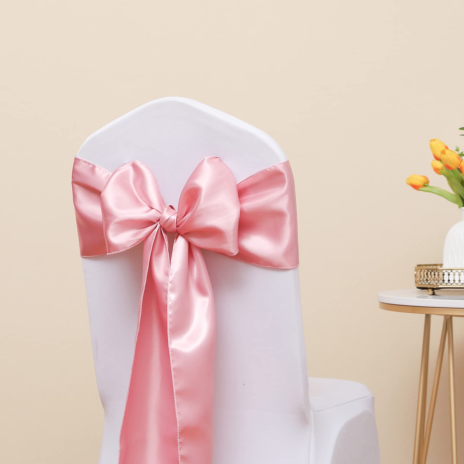 Stuhlschärpen aus Satin, für Geburtstag, Hochzeit, Party, Babyparty, Dekoration, Altrosa, Satin-Stühle, Schleifen, Schärpen für Klappstühle, Bankett, Stuhl, 50 Stück