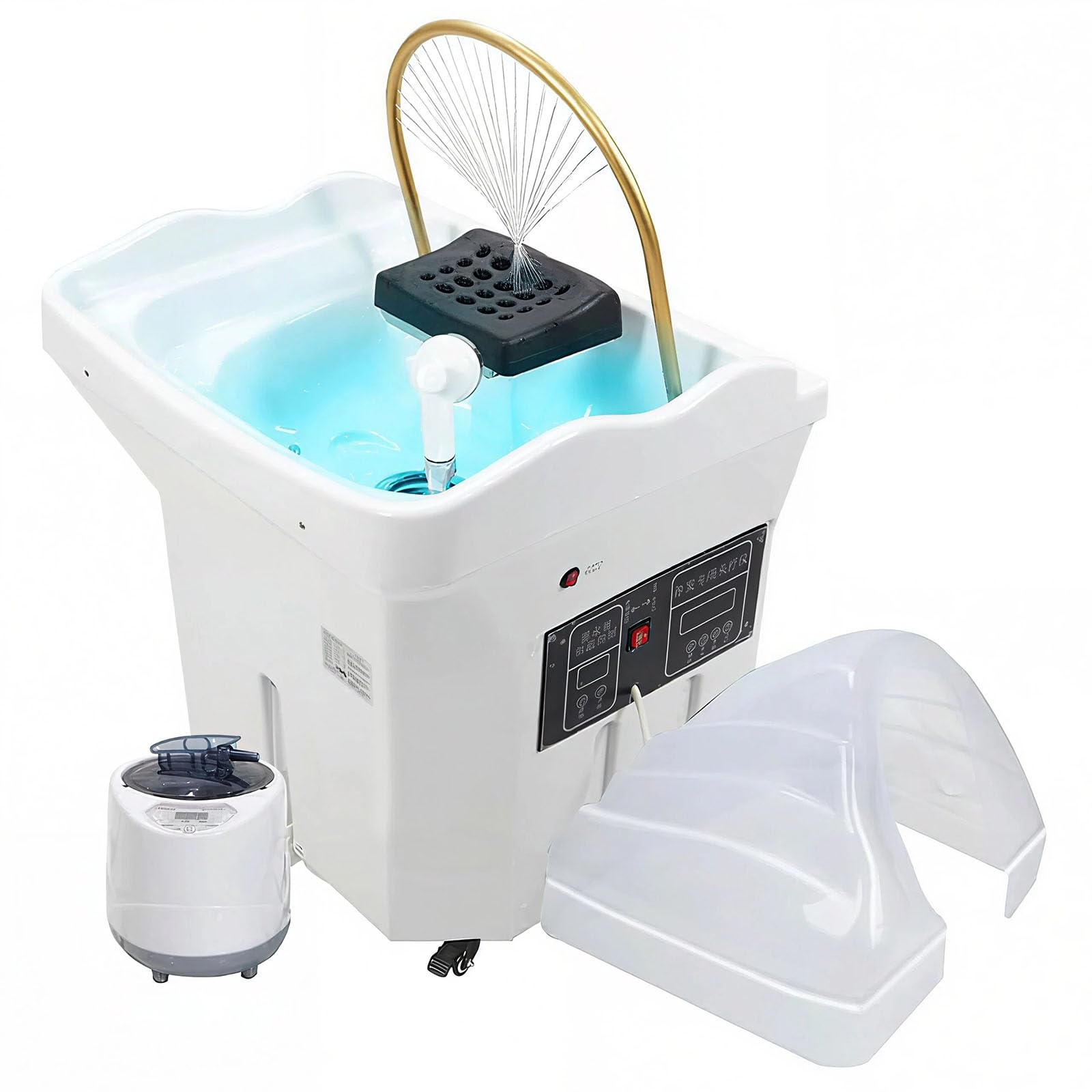 Mobiles Waschbecken-Head Spa Ausstattung Mit 60l Wassertank,Inklusive Begasungsmaschine Und Dampfhaube, Mobiles Waschbecken VerfüGt Mit 4 GeräUschloses Rad, Geeignet FüR Head Spas Und Friseursalons