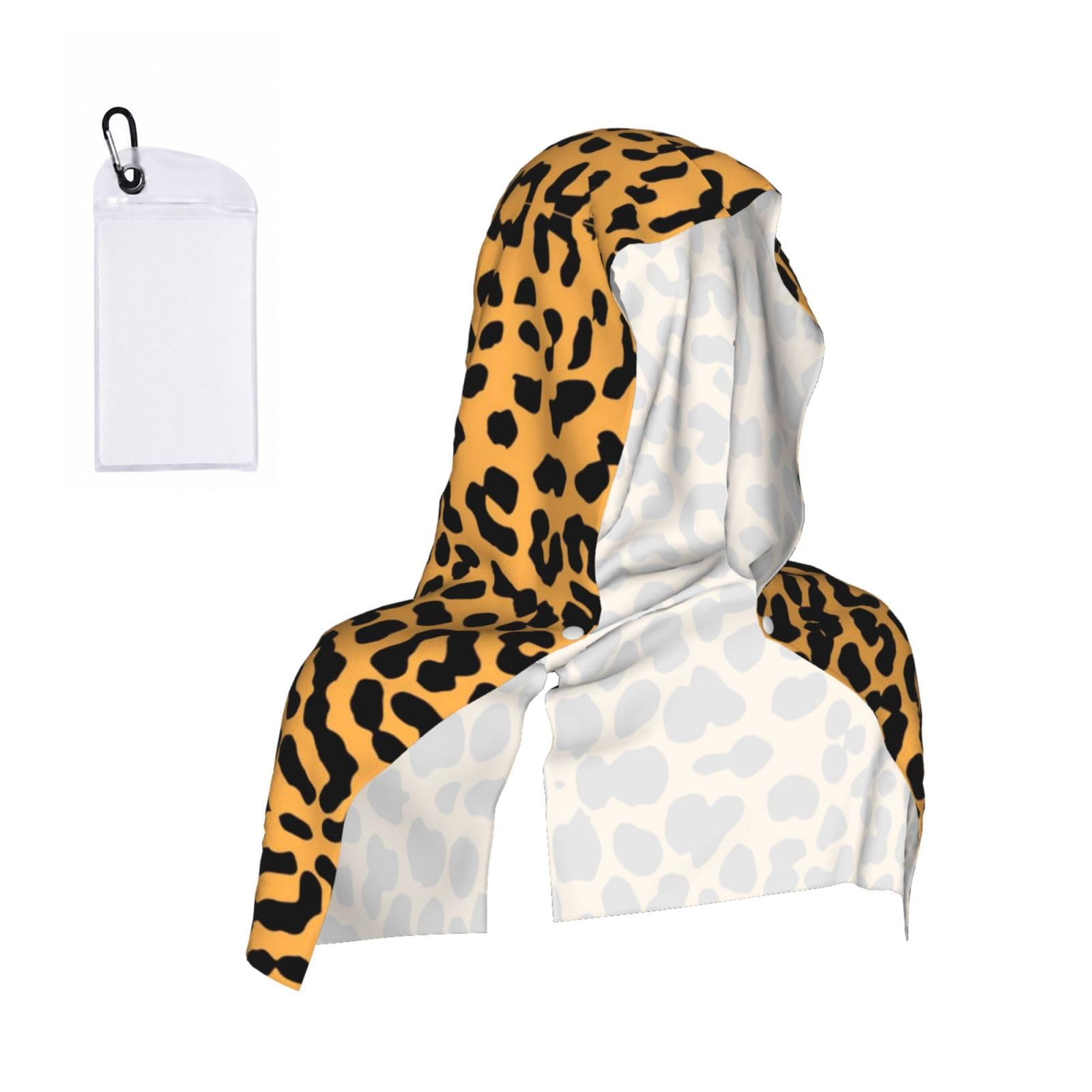 EZDLOWVBA Leopard Print Print 2 Pack Cooling Hoodie Towels,Sports Headscarf, Neck Wrap Scarf,Breathable Cooling Towel For Neck And Face, Travel, Swimming, Training