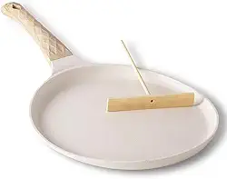 Frigideira de crepe antiaderente, frigideira de panqueca, frigideira de crepe de 24 cm, compatível com panelas de indução, sem PFOA, adequada para tortilhas de milho, rolinhos de ovo,