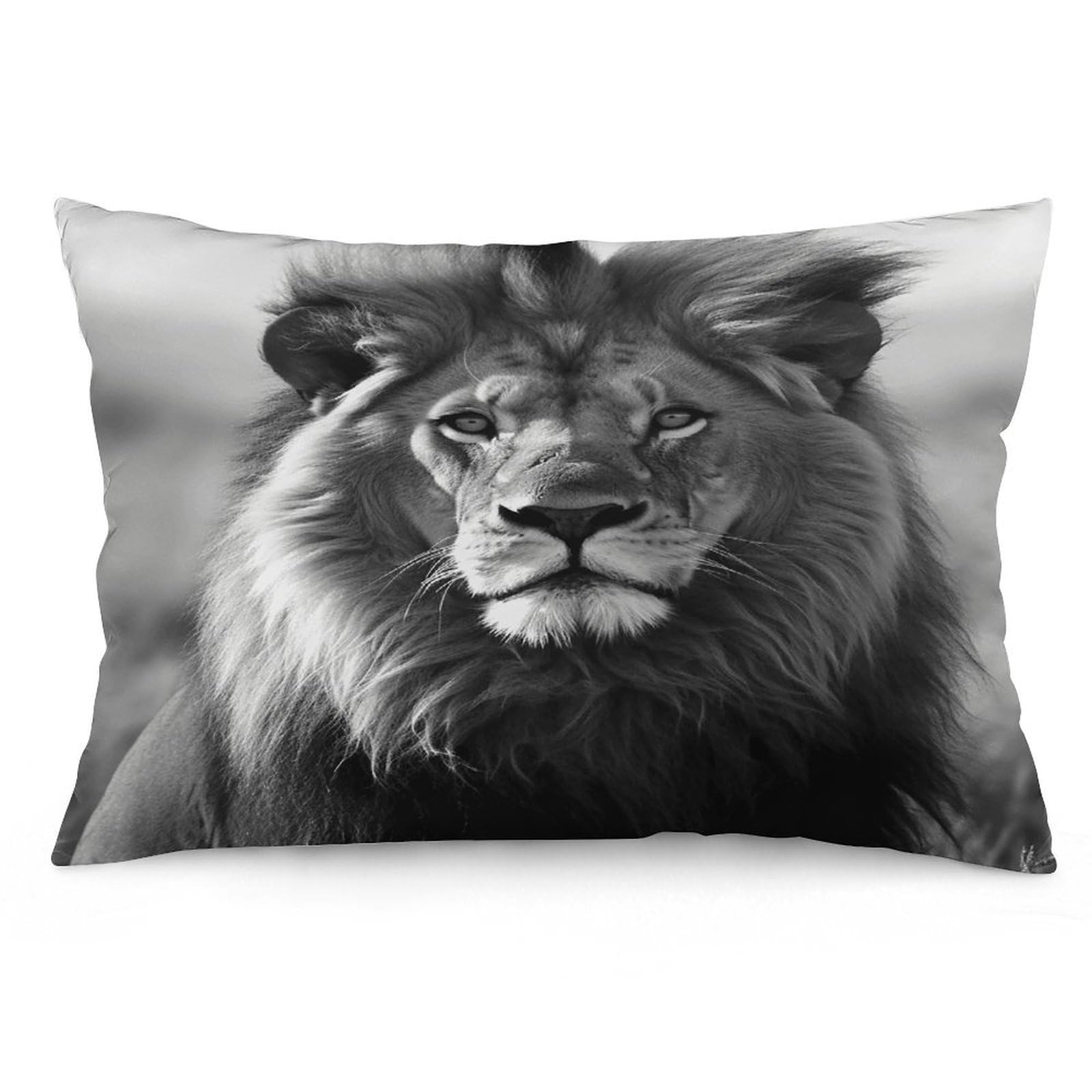 African Lion Black and White Throw Pillow Cover Soft Pillow Case Decorative Lumbar Pillow Cover Cozy Throw Pillowcase Polyester Rectangular Cushion Case Decor for Couch Sofa Bed