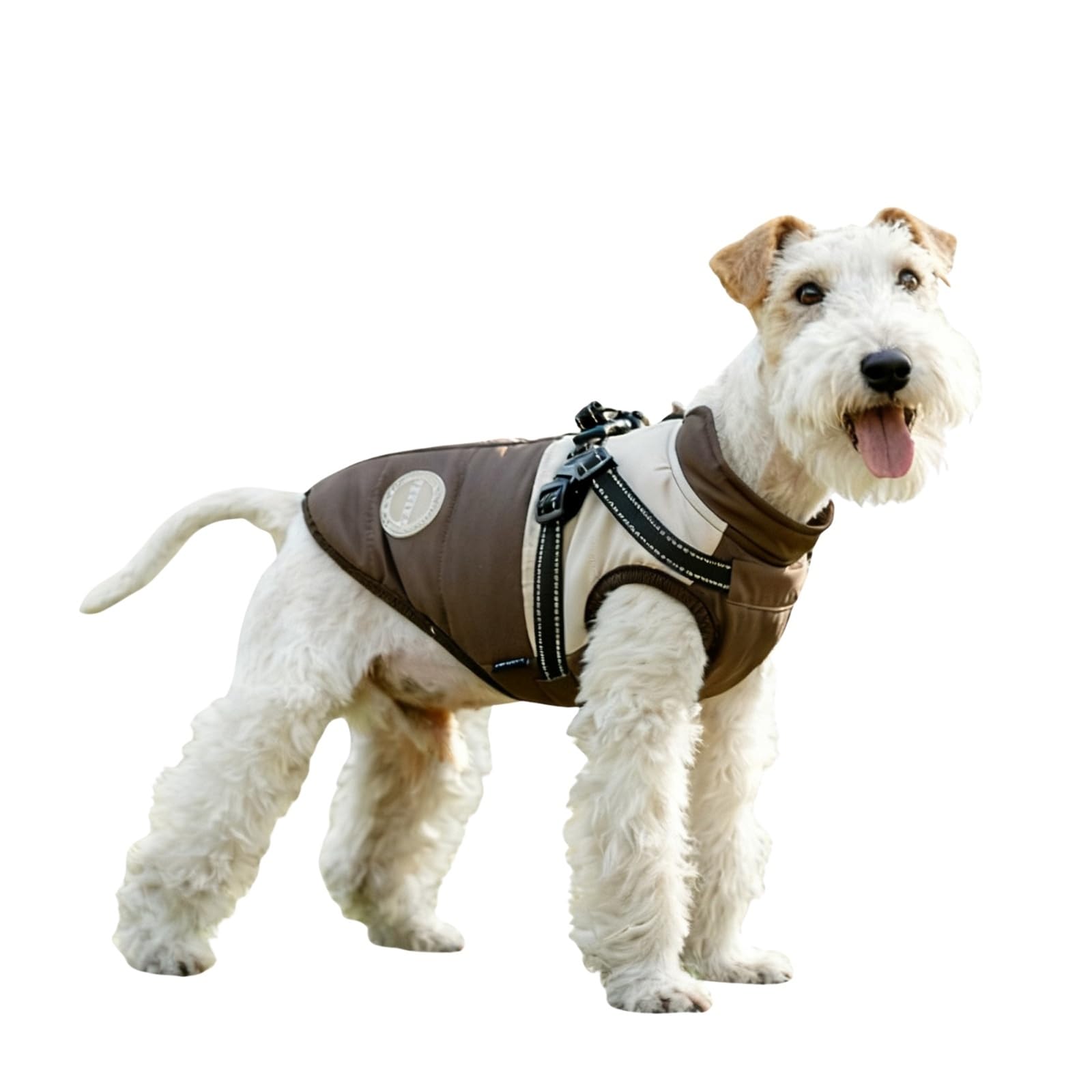 BT Bear Dog Winter Coat With Harness for Puppy Small Dogs Winter Jacket Outdoor,Waterproof Adjustable Pet Warm Clothes,Brown_S