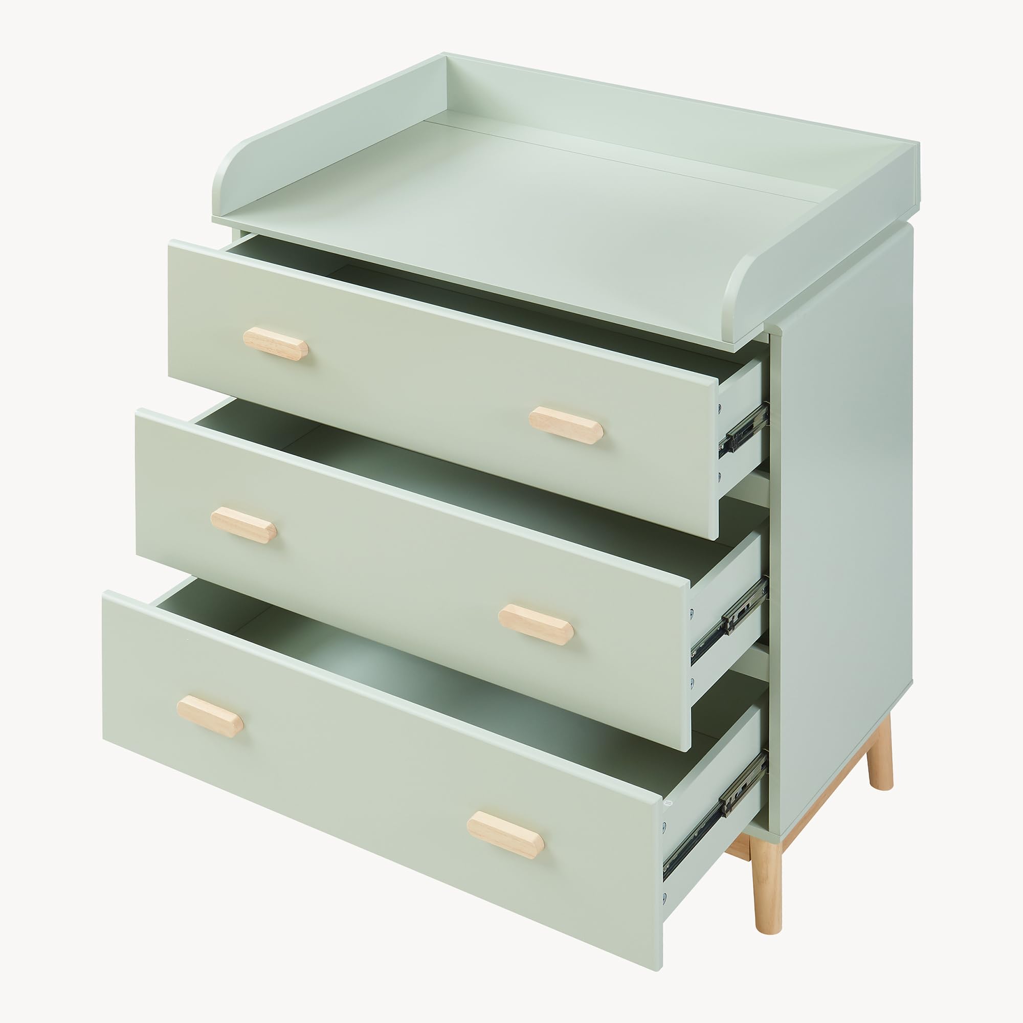 [en.casa] Mueble Cambiador Bebé Sarievn 2 en 1 Cómoda con Cambiador Bebé Cajonera con 3 Cajones para Habitación Infantil Moderno MDF 100 x 80 x 53 cm - Verde Menta