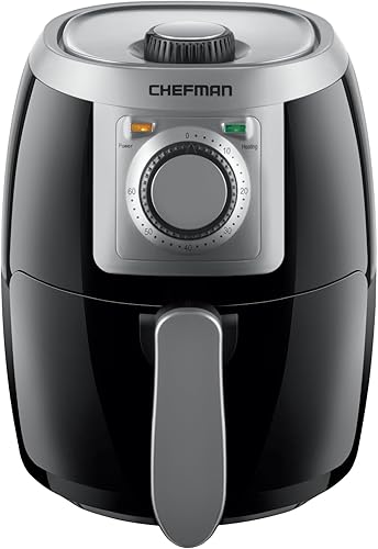 ChefmanChefman Small, Compact Air Fryer Cocina saludable, 2 qt, antiadherente, Control de temperatura amigable y ajustable con temporizador de 60