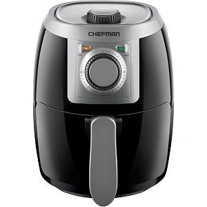 CHEFMAN Small, Compact Air Fryer Healthy Cooking, 2 Qt, Nonstick, User Friendly and Adjustable Temperature Control w/ 60 Minute Timer & Auto Shutoff, Dishwasher Safe Basket, BPA - Free, Black