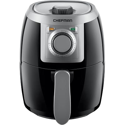 CHEFMAN Small, Compact Air Fryer Healthy Cooking, 2 Qt, Nonstick, User Friendly and Adjustable Temperature Control w/ 60 Minute Timer & Auto Shutoff, Dishwasher Safe Basket, BPA - Free, Black