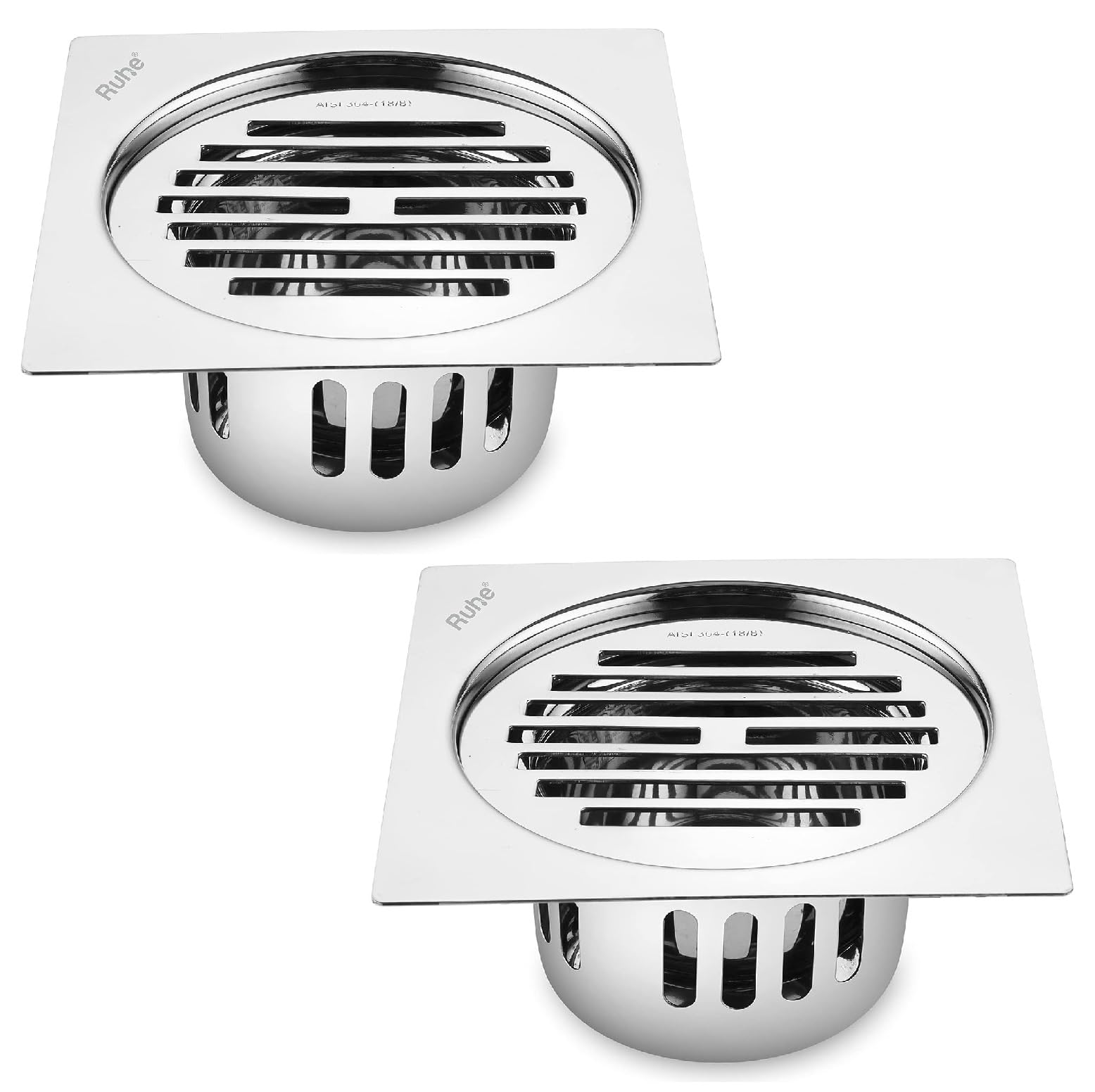 Ruhe® 5x5 inches Classic Square Flat Cut Floor Drain | 304-Grade Stainless Steel Drain Jali | Floor Drainer with Cockroach Trap/Jali | Pack of 2 (B0CF1TYGXD) Amazon Price History, Amazon Price Tracker