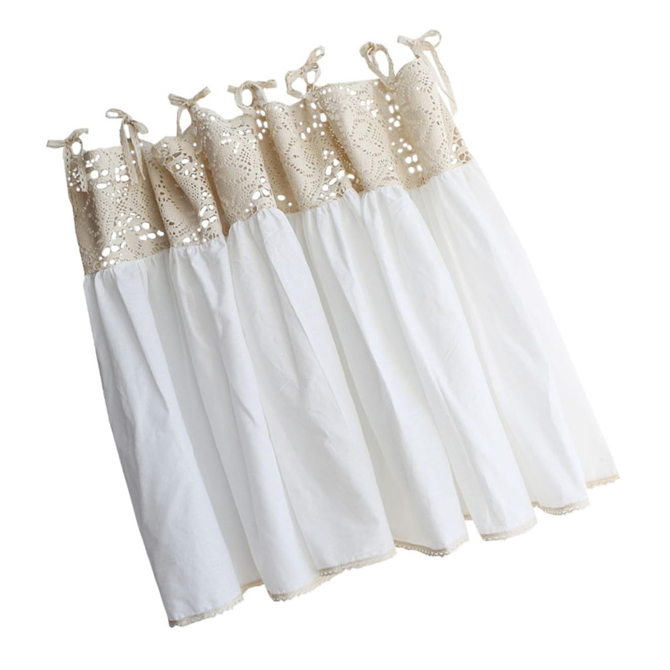 Voilage Court Coton Blanc 120X63 CM | Demi-Rideau Brise-Vue pour Petite Fenêtre Salon