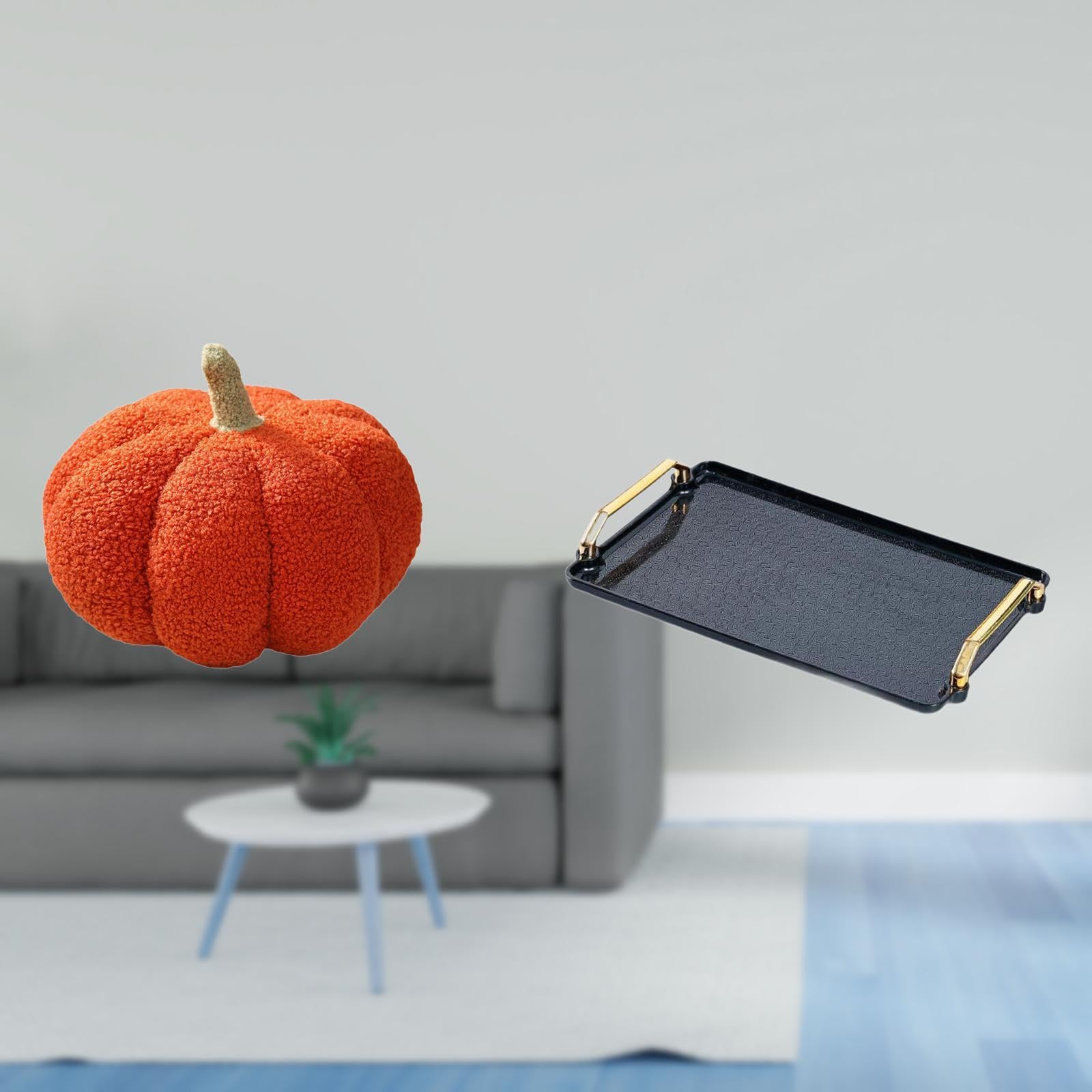 Enakshi®Pumpkin Plush Sofa Cushion Décorative Tray Table Organizer for Bed Bedroom Room DécorServing Pastries Snacks Coffee Tea|Home & Garden|Home Décor|Pillows-image-38