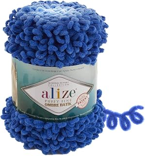 Alize Puffy Fine Ombre Batik Baby Blanket Yarn Lot of 1skn 500gr 87yds 100% Micropolyester Soft Yarn Looped Yarn for Finger Knitting No Hook No Needle (7280)