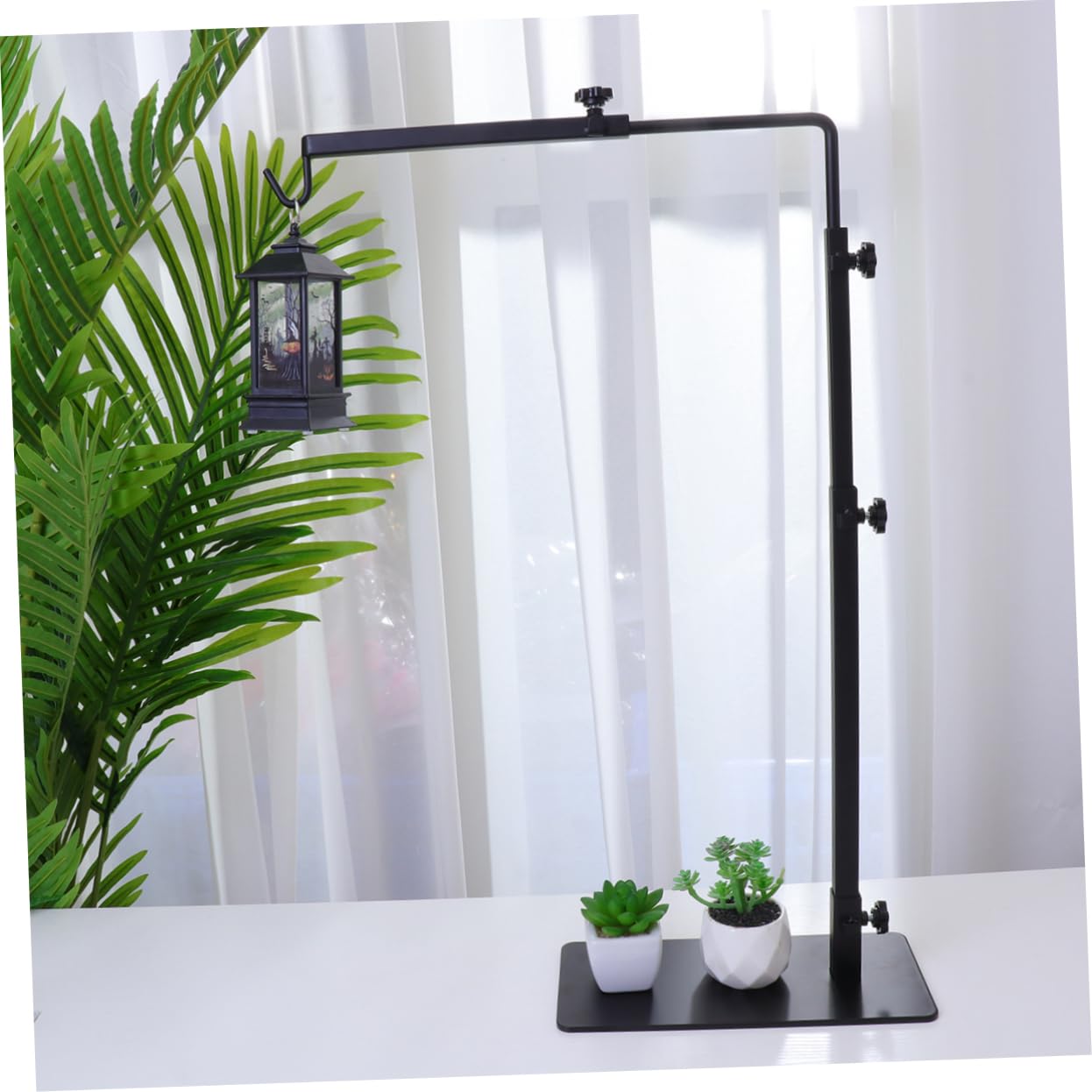Happyyami Soporte de Luz para Reptiles en Negro de Hierro Tamaño L | Acuario y Pecera, Sostiene Lámparas de Calor, Uso en Terrario y Hábitat Acuático