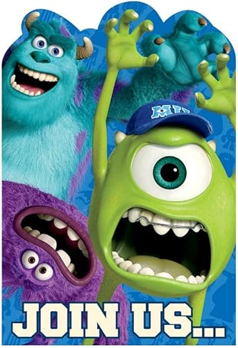 Miniatura 1 de Amscan Monsterrific - Tarjetas de invitación para fiesta de cumpleaños de la universidad de los Monstruos de Disney, azul, 6 1/4 x 4 1/4 pulgadas