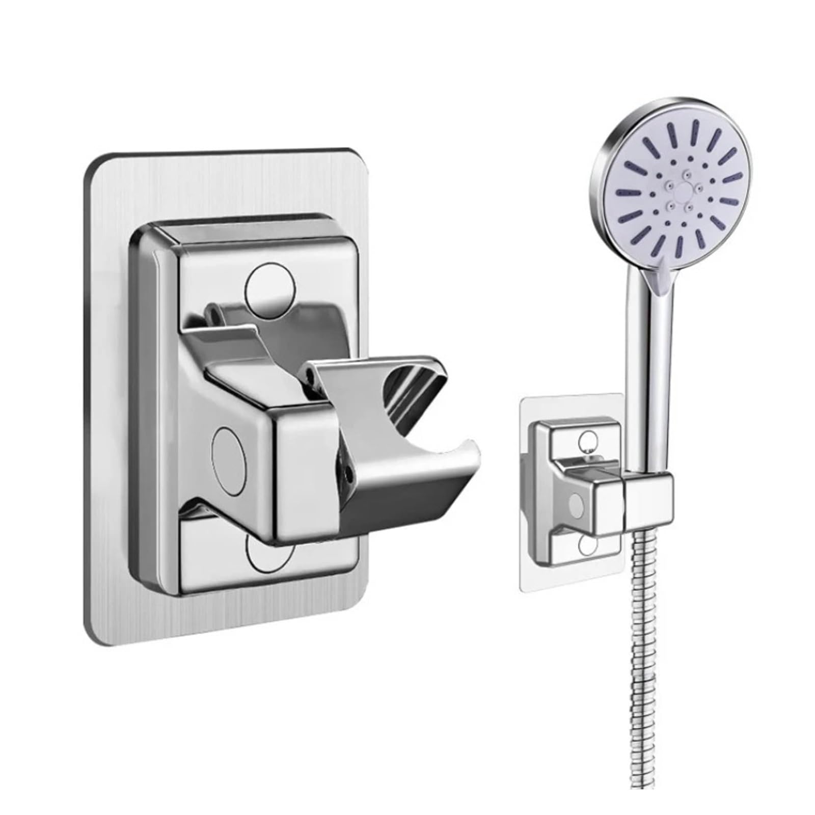 Uchwyt na głowę Adjushower 360°, przyssawka, montaż ścienny, galwanizowany, srebrny drążek prysznicowy, trwały uchwyt zraszacza do łazienki i pod prysznicem