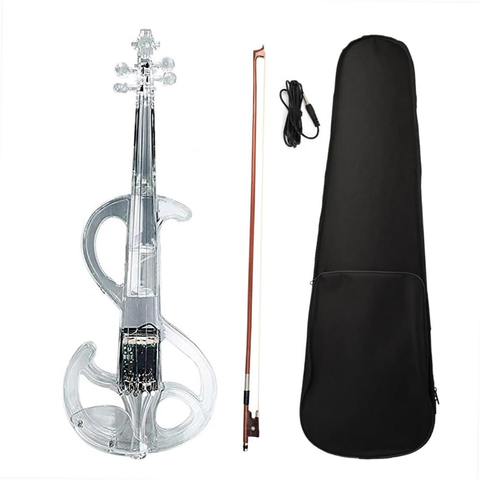 4/4 Violino Elettrico Luminoso Luci LED Colorate Prestazioni Acriliche Reali Con Cuffie Con Custodia Per Pickup(B)