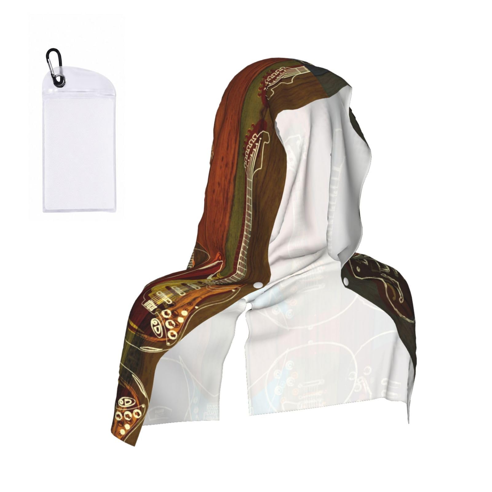 ESNAIUVCD Guitars Art Print Multifunctional Cooling Hoodie Bandana Portable Sweat Absorbing Design For Beach Workouts Exercise Heat Relief Accessories