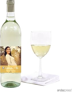 Andaz Press Photo Personalized Neutral Yellow Gray Elephant Baby Shower Collection, Wine Bottle Labels, 20-Pack, Custom Image