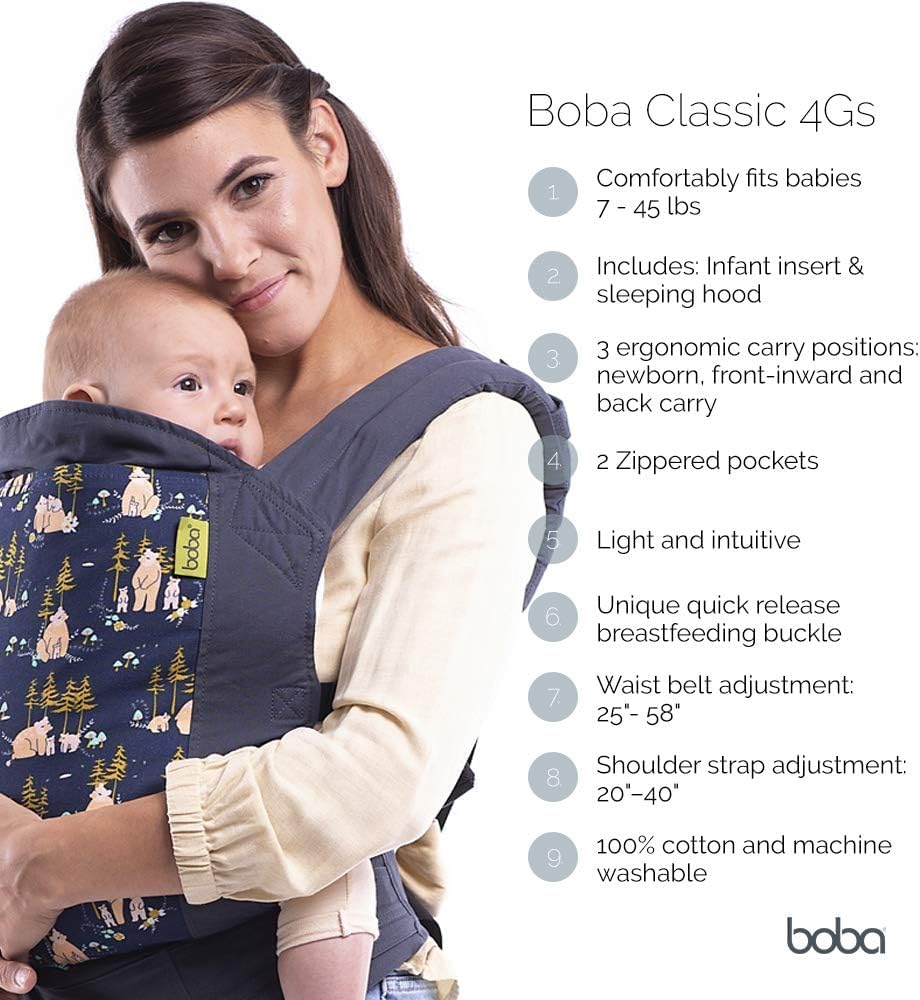 Boba Classic Marsupio Neonato Ergonomico, 3-20 kg, Mappa di Max | Design Morbido Strutturato con Fibbie Rapide, Porta Frontale o a Zaino Ergonomico, comfort a Mani Libere tutto il giorno.