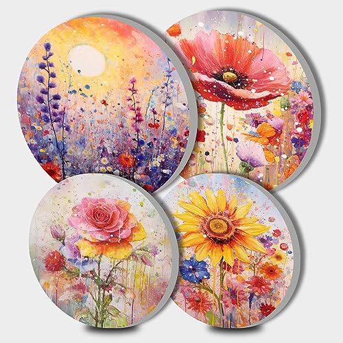 Tucocoo Stove Burner Covers, Rose Floral Gas Stove Burner Covers Set of 4, 8 Inches and 10 Inches Stove Top Covers for Electric Stove Metal Stove Cover Gas Stove Top Covers Tulip Flower Kitchen Decor