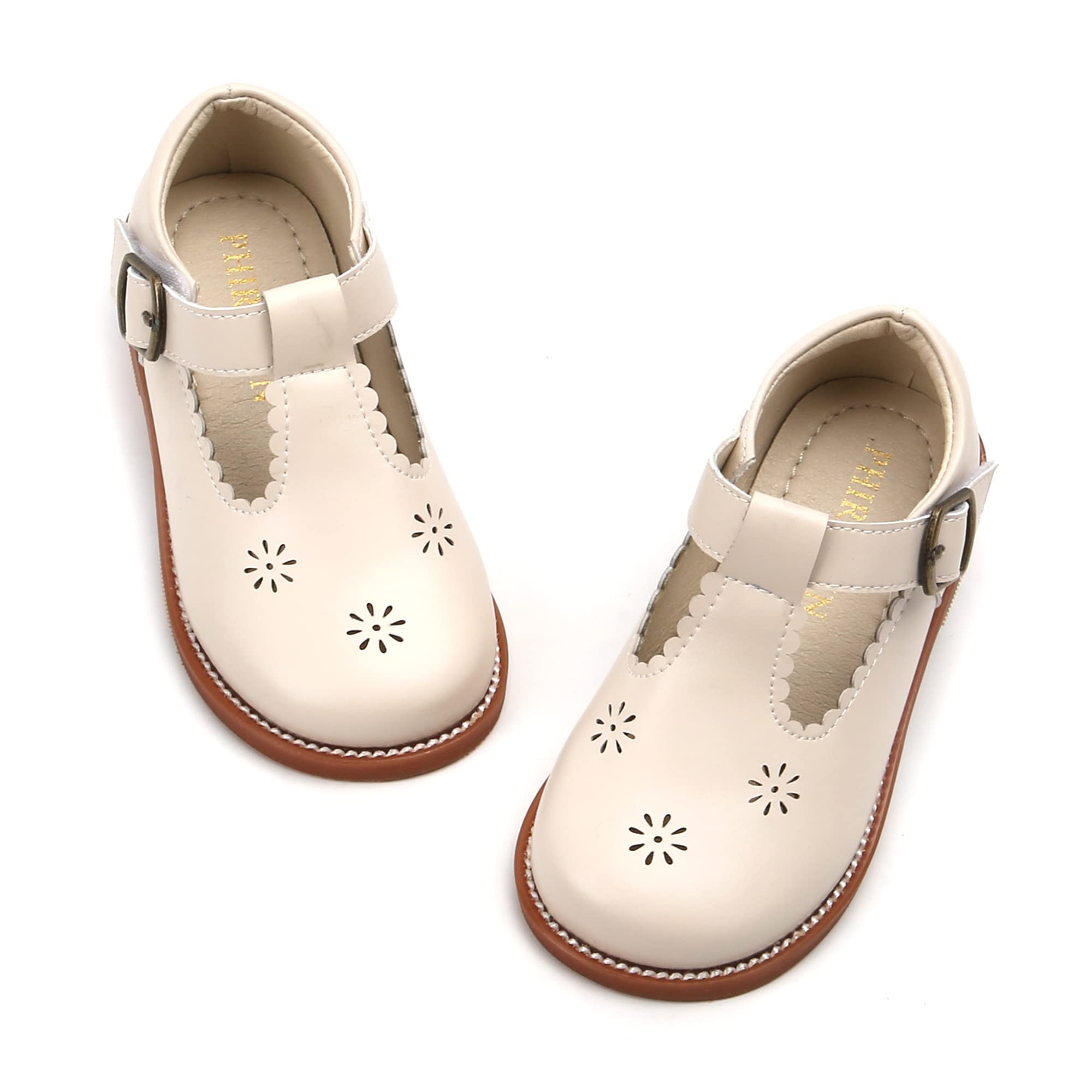 PHIRAMIN Toddler Flower Girl Dress Shoes - Little Girl Mary Janes Flats Wedding