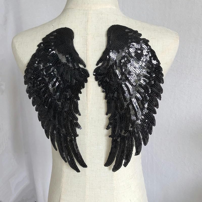 Set di Ali di Paillettes, 1 Paio di Ali D'angelo Paillette, Toppe di Paillettes Ali D'angelo D'argento Ali Applique Abbigliamento Fai da Te Ali Applique di Paillettes Abiti Vestito Gonna Accessori Dec