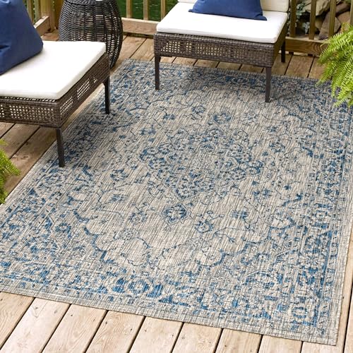 Jonathan Y SMB102B-8 Rozetta Boho Medallion Textured Weave Indoor Outdoor -Area Rug Coastal Bohemian Rustic Glam Easy-Cleaning Bedroom Kitchen Backyard Patio Non Shedding thumb #2