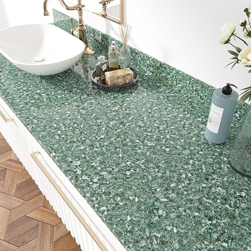 Mangoloo Emerald Green Terrazzo Contact Paper for Countertops Kitchen Bathroom