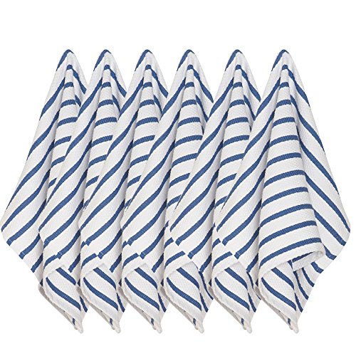Now Designs Basketweave Kitchen Towel Royal Blue Stripe, Set of 6 140211