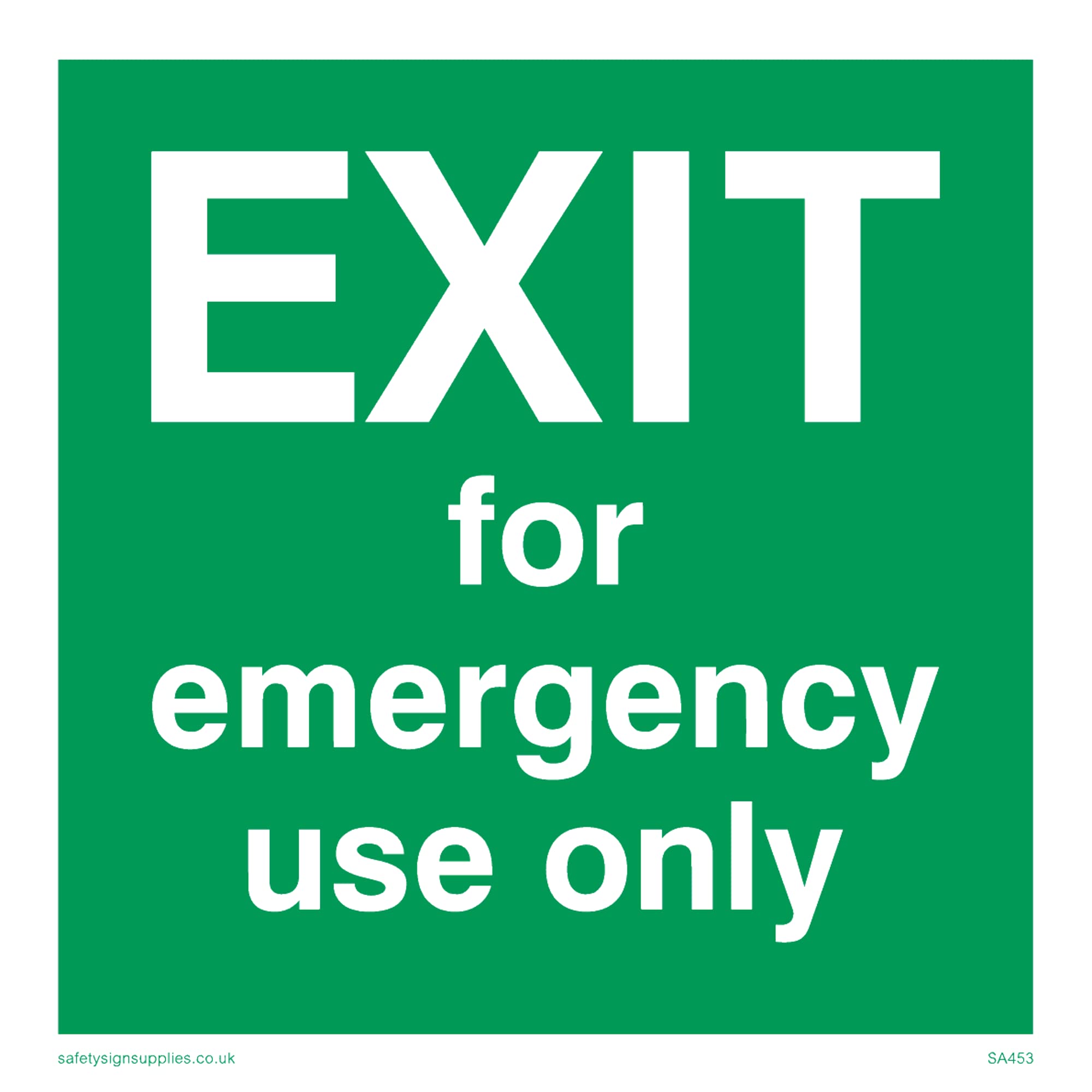 Pack of five - Exit For Emergency Use Only Sign - 100x100mm - S10, 100 x 100 mm
