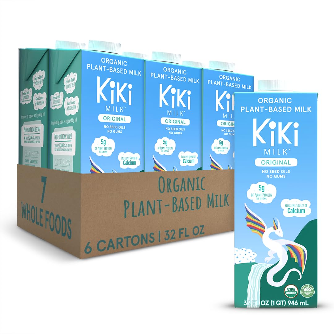 - Kiki Milk Plant Based Milk - Organic Original Kiki Milk - Calcium & Magnesium Source - Gluten Free, Gum Free, GMO Free, Dairy Free, Soy Free, Glyphosate Free - Shelf Stable - (32 oz • Pack of 6)
