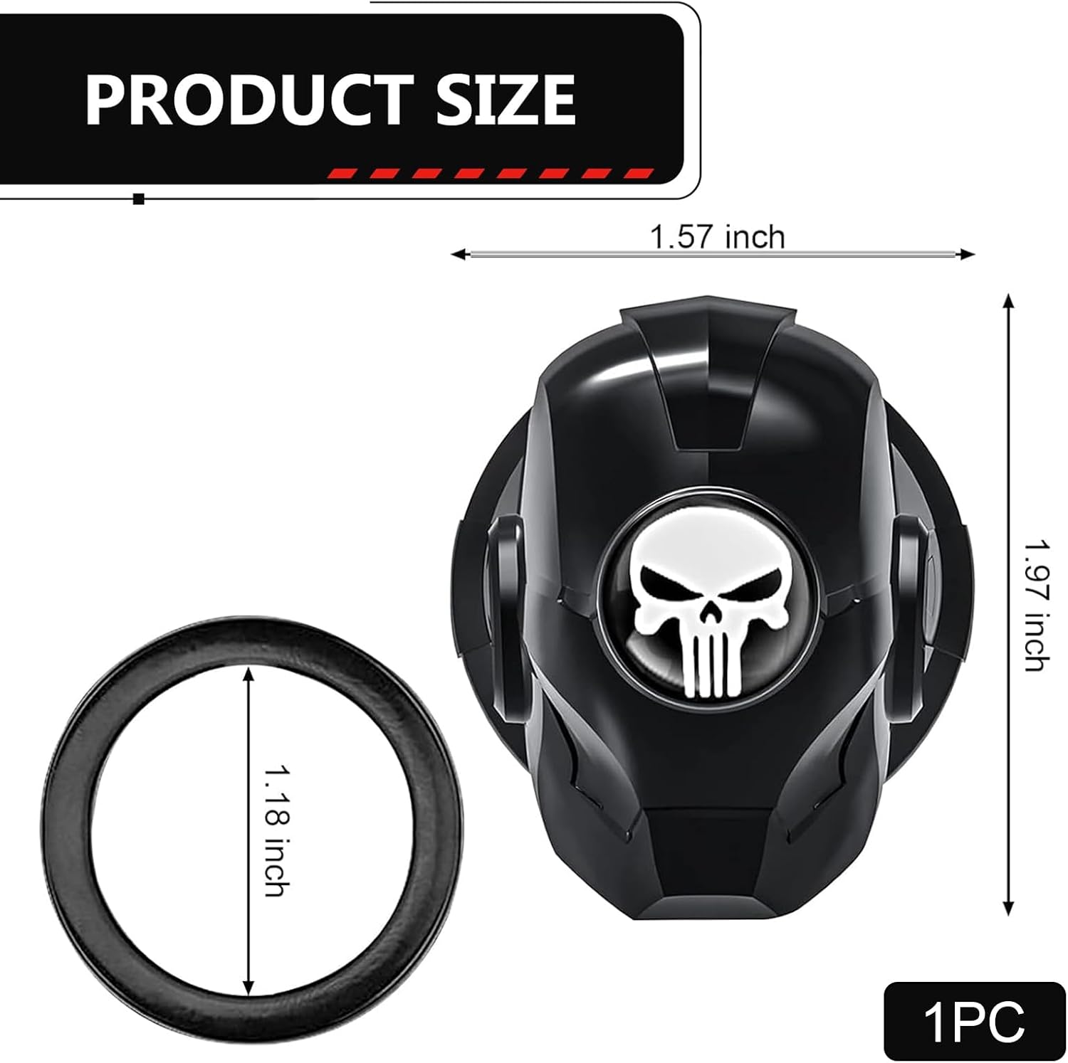 Push Start Button Cover, Skull One-button Start Decorative Cover, Anti-scratch Engine Ignition Switch Sticker, 150 Degree Opening Interior Decor, for Car (Black) image 2
