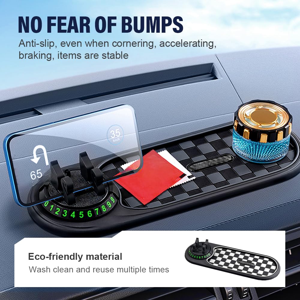 3-in-1 Auto Anti-Rutsch Matte - Silikon Handyhalter Mit Parknummer Anzeige