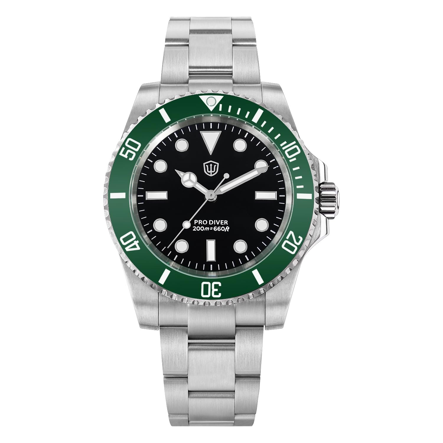 watchdives Reloj de buceo profesional, WD1680Q V2 Japón VH31 Barrido Segundo Cuarzo Reloj de Pulsera de 40 mm Cristal de Zafiro Reloj de 200 m Impermeable Luminoso Reloj Analógico
