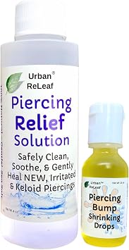 Set Urban ReLeaf Piercing Bump Shrinking Drops & Piercing Relief Solution ! Gentle, Effective Aftercare. Fast Help for Irritated, Keloid, Fussy & Problem Piercings, 100% Natural with Essential Oils.