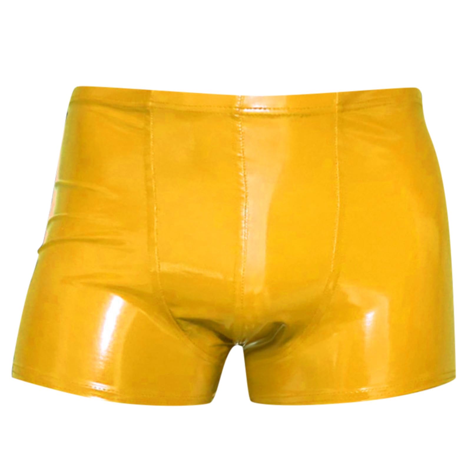 Pantaloncini da uomo in pelle PU, effetto bagnato, lucido, effetto bagnato, in lattice, stile retrò, comodi slip Fit Clubwear