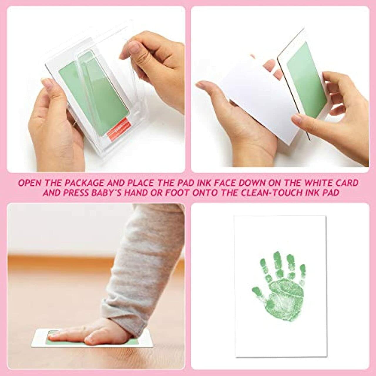 Mold Your Memories Baby Inkless handprint and footprint kit. Baby skin safe ink pad for hand and feet impression. Baby imprint kit for Newborn Gifting, Baby records, Baby first memory. 3