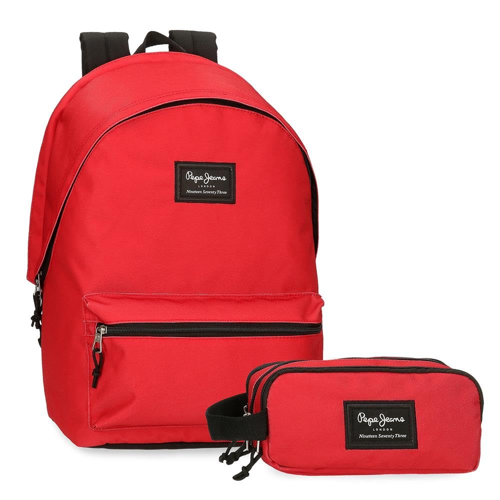 Pepe Jeans Aris Zaino Per Laptop Doppio Scomparto Portatile 15,6 Pollici 31 X 44 X 17,5 Cm Zaino Scuola Poliestere By Joumma Bags, Rosso, Taglia Unica, Zaino + Astuccio - 4