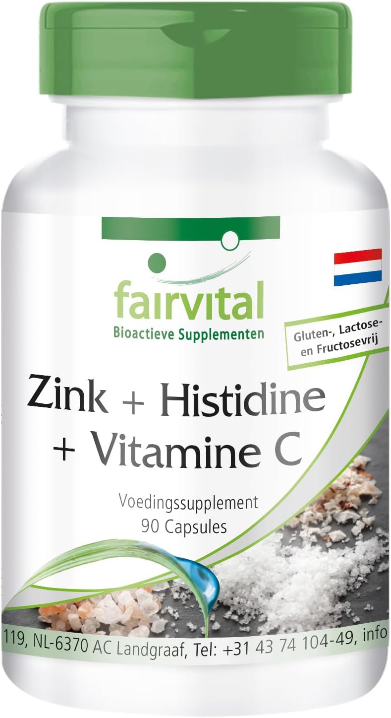 Fairvital | Zink + Histidine + Vitamine C – kwartaal voorraad – VEGAN – 90 capsules