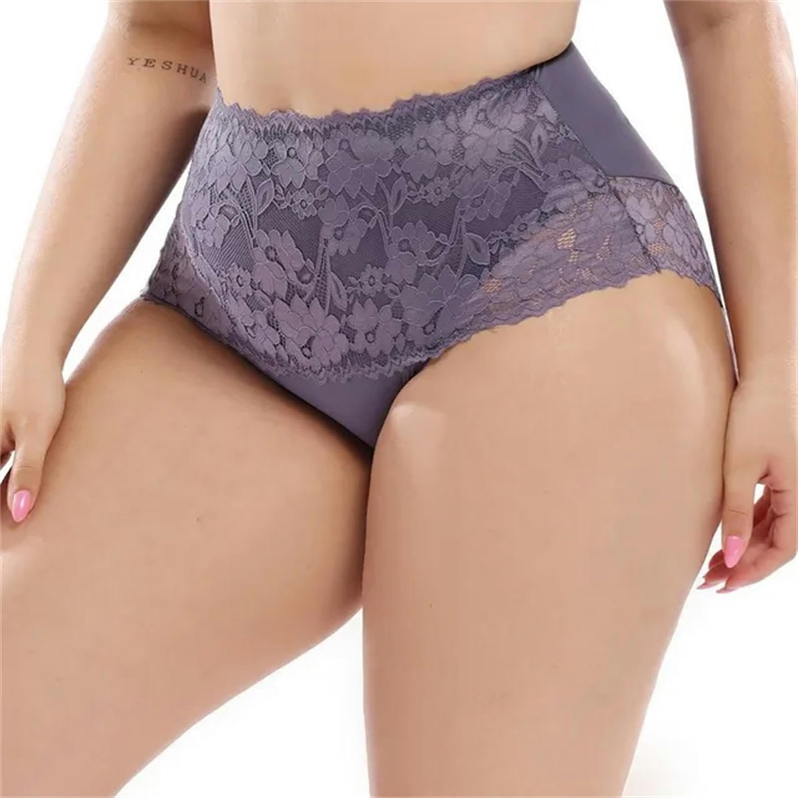 Majtki damskie plus size, gładkie, kwiatowe koronki, poliester, wysoka wysokość bielizny, 5XL