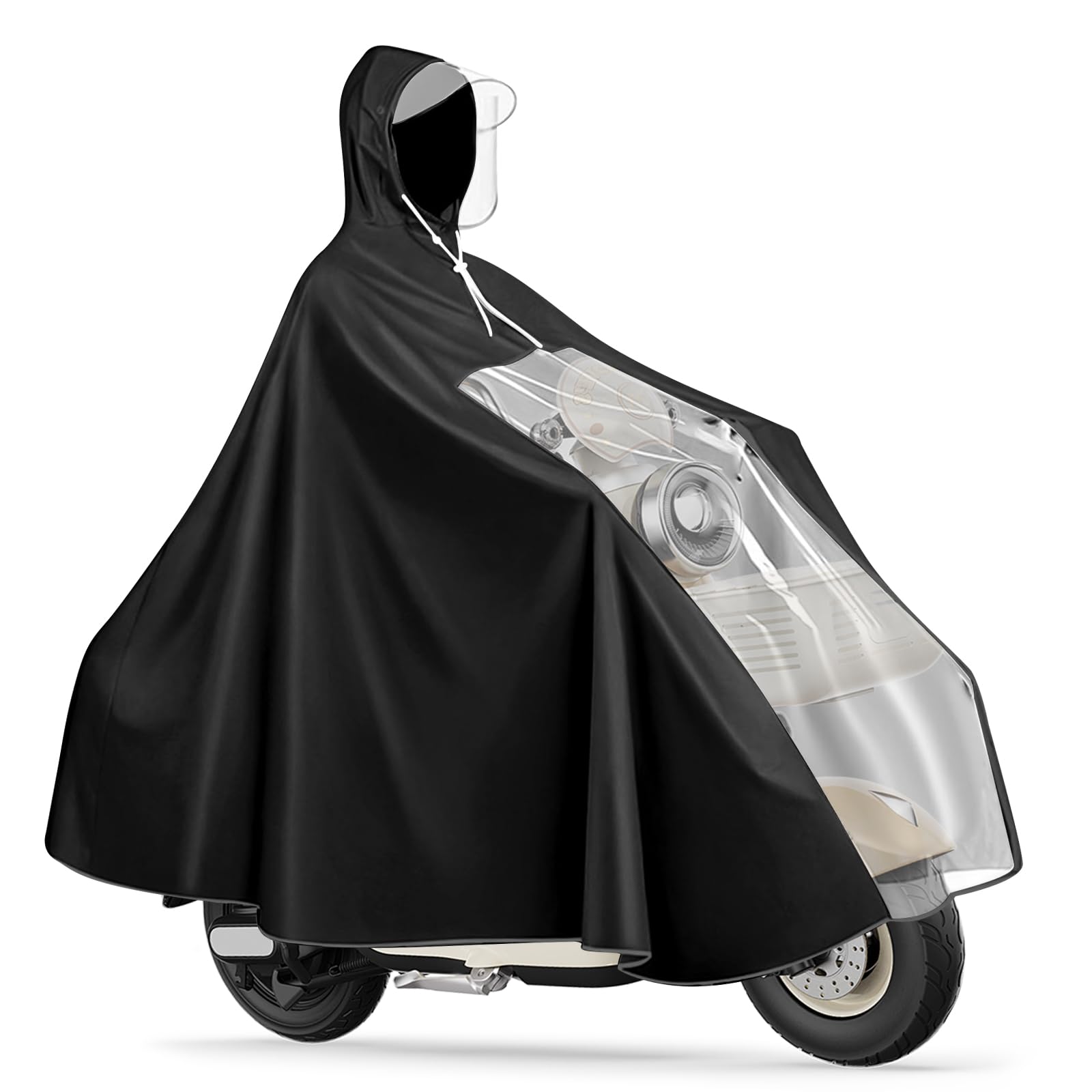 Poncho Pioggia per Bicicletta - Impermeabile Leggero in PVC Riutilizzabile, Copertura Completa con Cappuccio - Ideale per Bici, Mountain Bike ed E-Bike (Compatto, Traspirante)