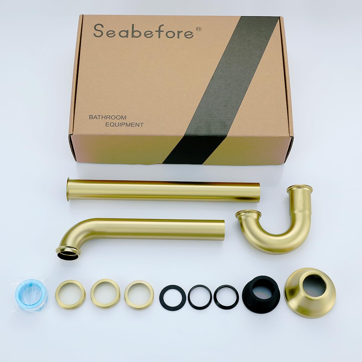 Tubo de drenaje de latón en forma de U de 11/4 pulgadas con tubo de extensión de junta deslizante, longitud de tubo vertical de 12 pulgadas, altura ajustable, kit de drenaje de desagüe de fregadero,