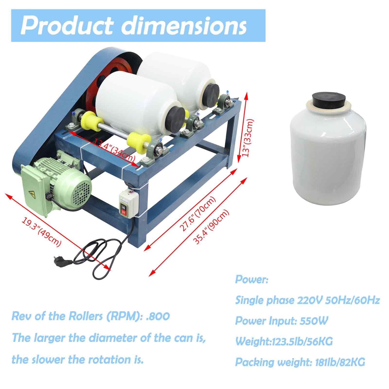 220 V Keramik-Kugelmühle, Schleifmaschine mit zwei 5-L-Keramikgläsern, 550 W Feinmahlkugelmühle, Pulverisierer für Tintenglasuren, Labor, Mineralkeramik