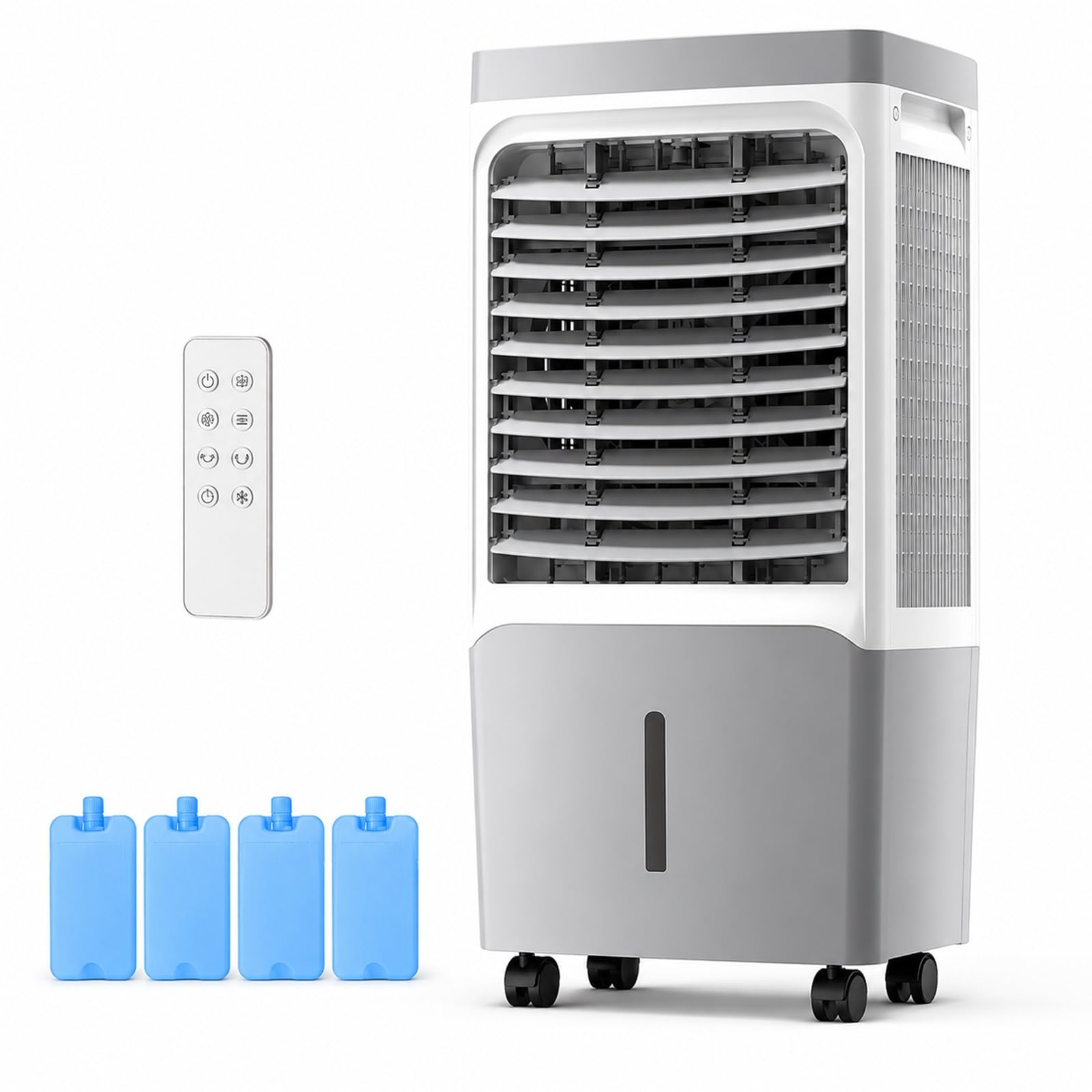 WNGJZZYC Portable Evaporative Air Cooler, Ductless Ventless Swamp Cooler with Remote, 12H Timer, 12Gal Water Tank & 4 Ice Boxes, for Bedroom Home Office Indoor Outdoor