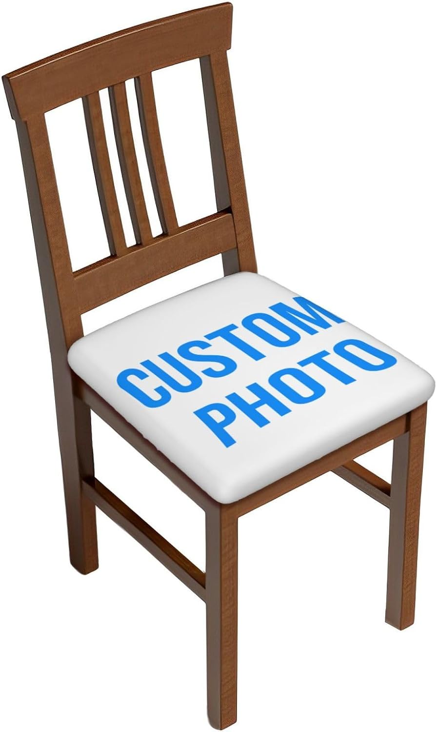 Custom Photo Name Dining Square Chair Seat Covers 16.9" Six Piece, Stretch Fitted Couch Cushion Cover, Chair Slipcovers for Home Party Decor