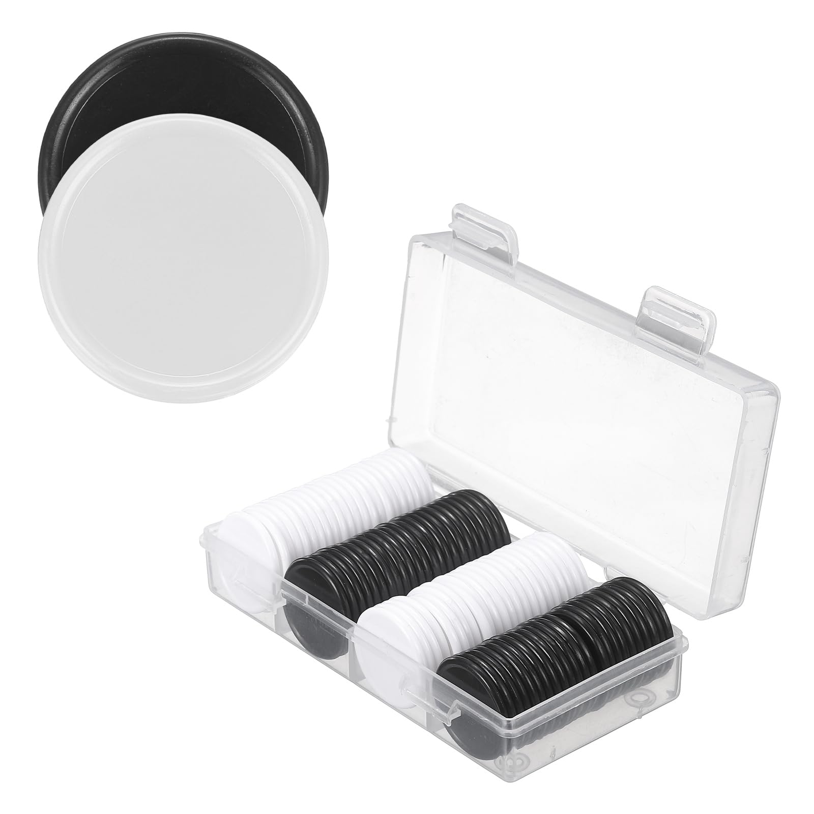 sourcing map 100Pcs Plastic Poker Chips, 25mm, Black/White